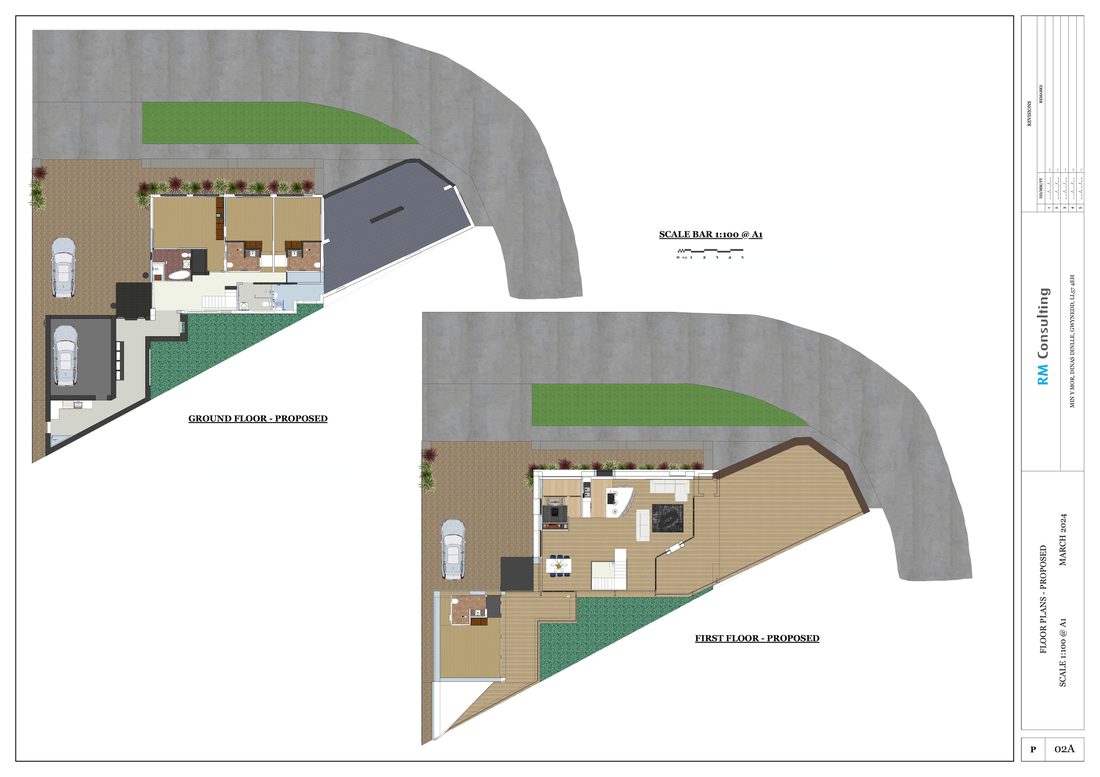 Proposed ground and first floor plans — Min Y Mor
