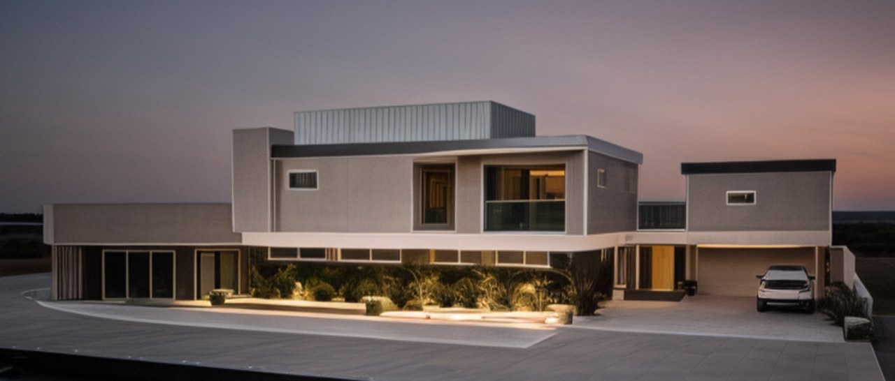 Min Y Mor – artist's impression of the consented scheme illuminated at dusk